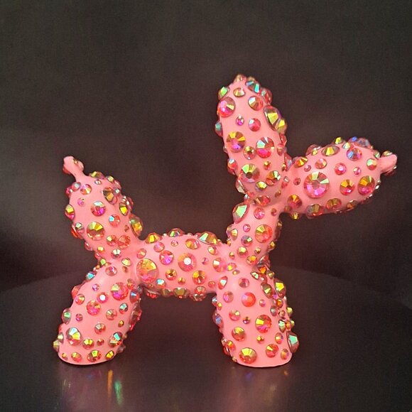 Pink Balloon Dog with Aurora Pink Stones, Unique Gift, Bling Decor - Picture 3 of 7